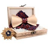 lasanderss.store Orange Ensemble nœud papillon broches 3D en bois