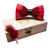 coffret nœud-papillon en cuir et plume