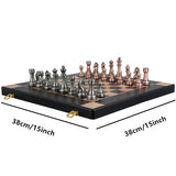 Jeu d'échecs en métal, échiquier en bois d'ébène pliables