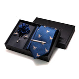 Cravate Bleu broche poche boutons de manchette ensemble élégant