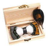 coffret nœud-papillon en cuir et plume