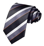 Cravate rayures noir pour Homme 9cm de large, noué à la main