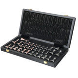 Jeu d'échecs en métal, échiquier en bois d'ébène pliables