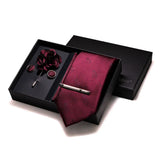 Cravate broche poche boutons de manchette ensemble élégant