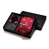 Cravate Bleu broche poche boutons de manchette ensemble élégant