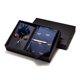 Cravate Bleu broche poche boutons de manchette ensemble élégant