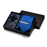 Cravate Bleu broche poche boutons de manchette ensemble élégant
