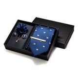 Cravate Bleu broche poche boutons de manchette ensemble élégant