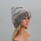Bonnet en vraie fourrure de vison naturelle – | lasanderss.store