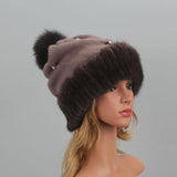 Bonnet en vraie fourrure de vison naturelle – | lasanderss.store