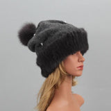 Bonnet en vraie fourrure de vison naturelle – | lasanderss.store
