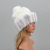 Bonnet en vraie fourrure de vison naturelle – | lasanderss.store