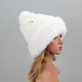 Bonnet en vraie fourrure de vison naturelle – | lasanderss.store