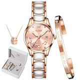 Coffret Montre Femme Céramique Quartz Bracelet Collier - 28mm Luxe – Montres | lasanderss.store