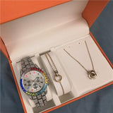 Ensemble Collier bracelet montres strass pour femmes – | lasanderss.store