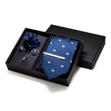 Ensemble Cravate Bleu Broche Pochette Boutons |Coffret Élégant – Cravates | lasanderss.store