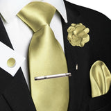 Ensemble Cravate Jaune 5 Pièces Polyester - Pince Pochette Boutons – Cravates | lasanderss.store