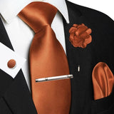 Ensemble Cravate Marron 5 Pièces Polyester - Pince Pochette Boutons – Cravates | lasanderss.store