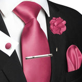 Ensemble Cravate Rose 5 Pièces Polyester - Pince Pochette Boutons – | lasanderss.store