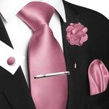 Ensemble Cravate Rose 5 Pièces Polyester - Pince Pochette Boutons – | lasanderss.store