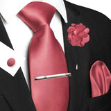Ensemble Cravate Rose 5 Pièces Polyester - Pince Pochette Boutons – | lasanderss.store