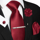 Ensemble Cravate Rouge 5 Pièces Polyester - Pince Pochette Boutons – | lasanderss.store