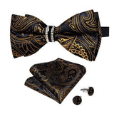 Ensemble Nœud Papillon Pré - Noué Pochette Boutons Manchette - 3 Pièces Élégant – Nœuds Papillon | lasanderss.store