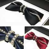 Ensemble Nœud Papillon Soie Strass Pochette - Luxe Élégant Mariage – Nœuds Papillon | lasanderss.store