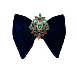 Grand Nœud Papillon Bleu Marin Velours Cristal Fait Main - Cachemire – Nœuds Papillon | lasanderss.store