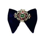 Grand Nœud Papillon Bleu Marin Velours Cristal Fait Main - Cachemire – Nœuds Papillon | lasanderss.store