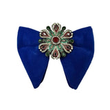 Grand Nœud Papillon Bleu Velours Cristal Fait Main - Cachemire Rétro – Nœuds Papillon | lasanderss.store