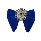 Grand Nœud Papillon Bleu Velours Cristal Fait Main - Cachemire Rétro – Nœuds Papillon | lasanderss.store