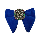 Grand Nœud Papillon Bleu Velours Cristal Fait Main - Cachemire Rétro – Nœuds Papillon | lasanderss.store