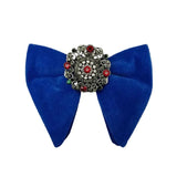 Grand Nœud Papillon Bleu Velours Cristal Fait Main - Cachemire Rétro – Nœuds Papillon | lasanderss.store