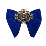 Grand Nœud Papillon Bleu Velours Cristal Fait Main - Cachemire Rétro – Nœuds Papillon | lasanderss.store