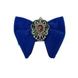 Grand Nœud Papillon Bleu Velours Cristal Fait Main - Cachemire Rétro – Nœuds Papillon | lasanderss.store