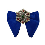 Grand Nœud Papillon Bleu Velours Cristal Fait Main - Cachemire Rétro – Nœuds Papillon | lasanderss.store
