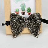 Grand Nœud Papillon Strass Noir Doré - Polyester 11,5x9cm Unisexe – Nœuds Papillon | lasanderss.store