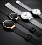 Montre à Quartz Ultra mince maille en acier pour hommes et femmes – | lasanderss.store