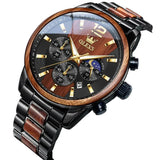 Montre Homme Bois Massif Chronographe Quartz - Phases de Lune Business Luxe – | lasanderss.store