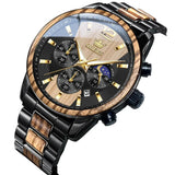 Montre Homme Bois Massif Chronographe Quartz - Phases de Lune Business Luxe – | lasanderss.store