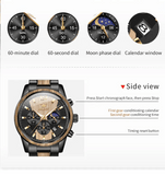 Montre Homme Bois Massif Chronographe Quartz - Phases de Lune Business Luxe – | lasanderss.store