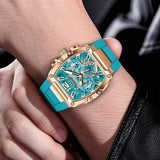 Montre Homme Carrée Chronographe Quartz 45mm - Silicone Sport Étanche Natation – Montres | lasanderss.store