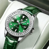 Montre vert à Quartz pour femmes bracelet en cuir vert élégant – | lasanderss.store