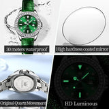 Montre vert à Quartz pour femmes bracelet en cuir vert élégant – | lasanderss.store