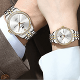 Montres couple premium – Quartz, lunette zircon, étanchéité, affichage date/semaine, luminosité nocturne – | lasanderss.store