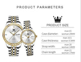Montres couple premium – Quartz, lunette zircon, étanchéité, affichage date/semaine, luminosité nocturne – | lasanderss.store