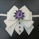 Nœud Papillon Blanc Velours Strass Fait Main - Ruban Bijoux Luxe – Nœuds Papillon | lasanderss.store