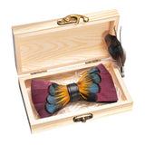 Nœud papillon plume et broches avec boîte cadeau en bois – Noeud papillon | lasanderss.store
