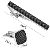 Set Boutons Manchette Pinces Cravate Noir Argenté - Cuivre Carré – Accessoires | lasanderss.store